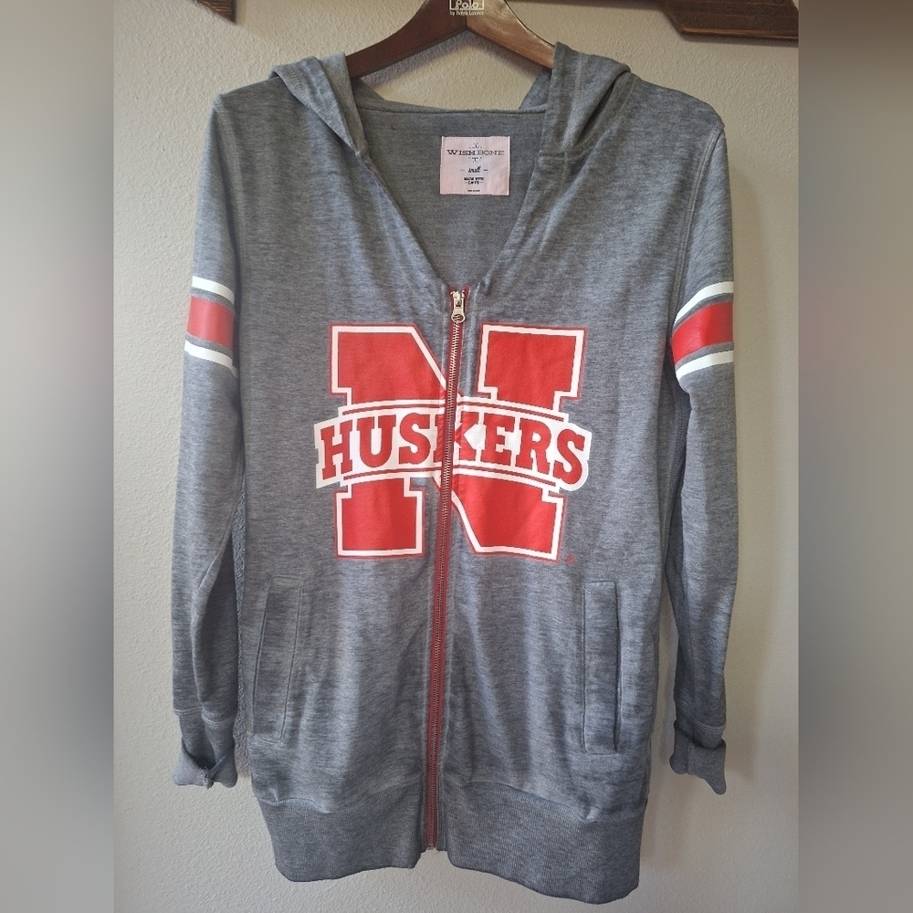 Nebraska Corn Huskers Zip Up Hoodie Lightweight Pockets Sports Womens S